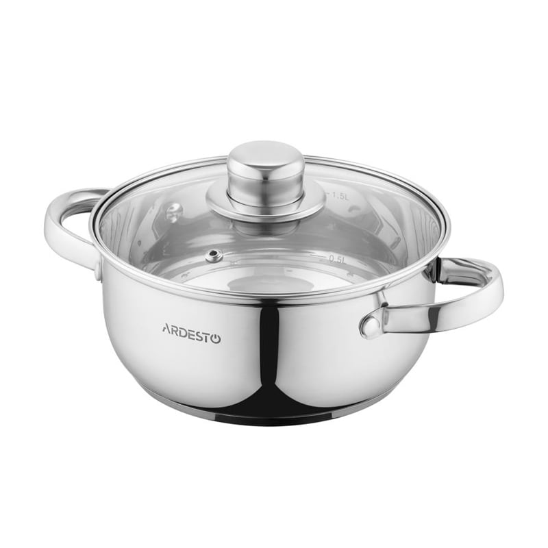 Каструля Ardesto Gemini Gourmet зі скляною кришкою, діаметр 18 см, 1.8 л (AR1918BC)